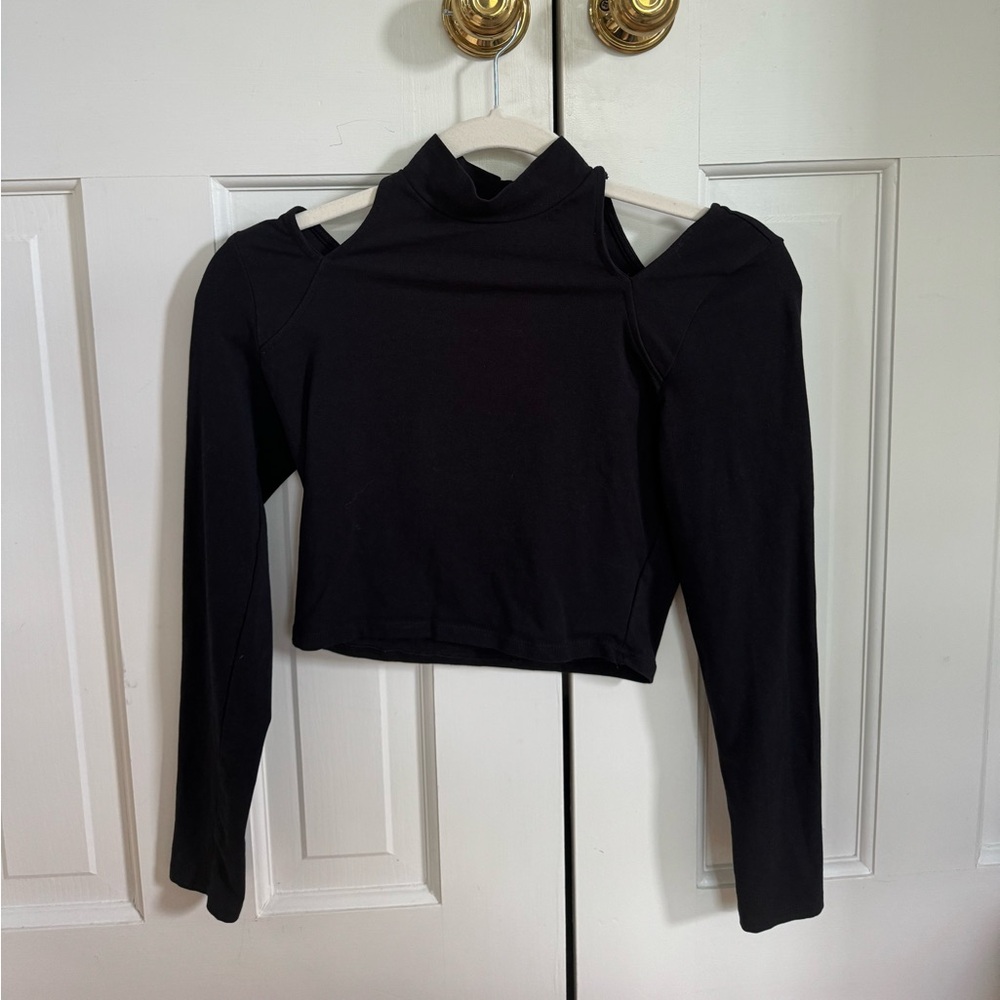 ASOS black cutout mock neck cropped top